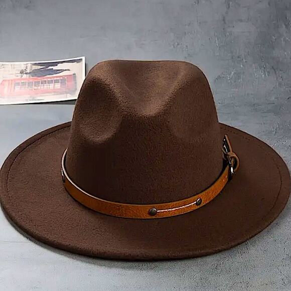 Fedora Brown Hat Unisex Classy Chic Men Women - Picture 1 of 11